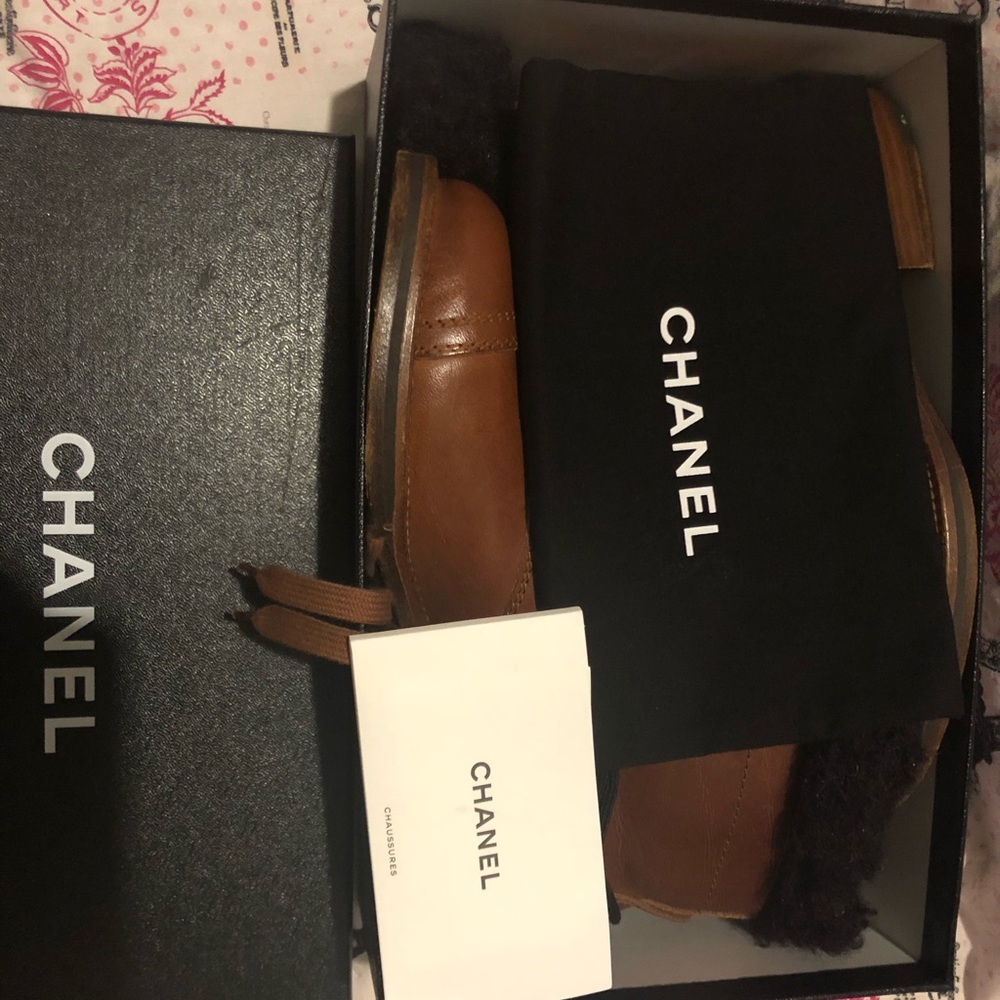 Authentic CHANEL  Brown Ankle Boots Size 36 1/2